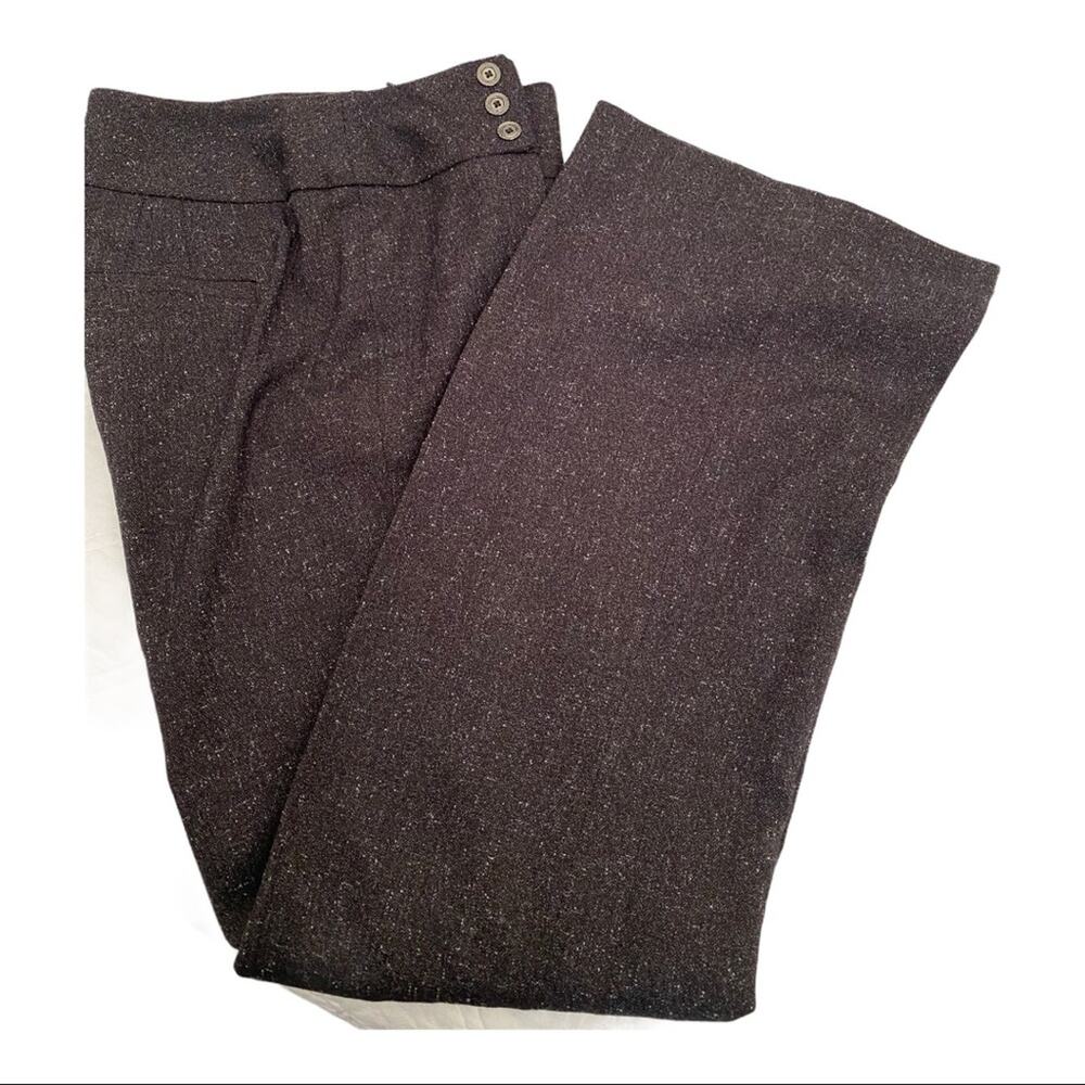 WHBM Donegal Tweed Wide Leg Pants 0 NWT Brown Charcoal Flecked - Picture 8 of 10